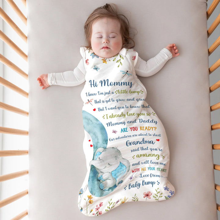Custom Elephant Sleep Bag 1.0 TOG - Baby Shower Gift