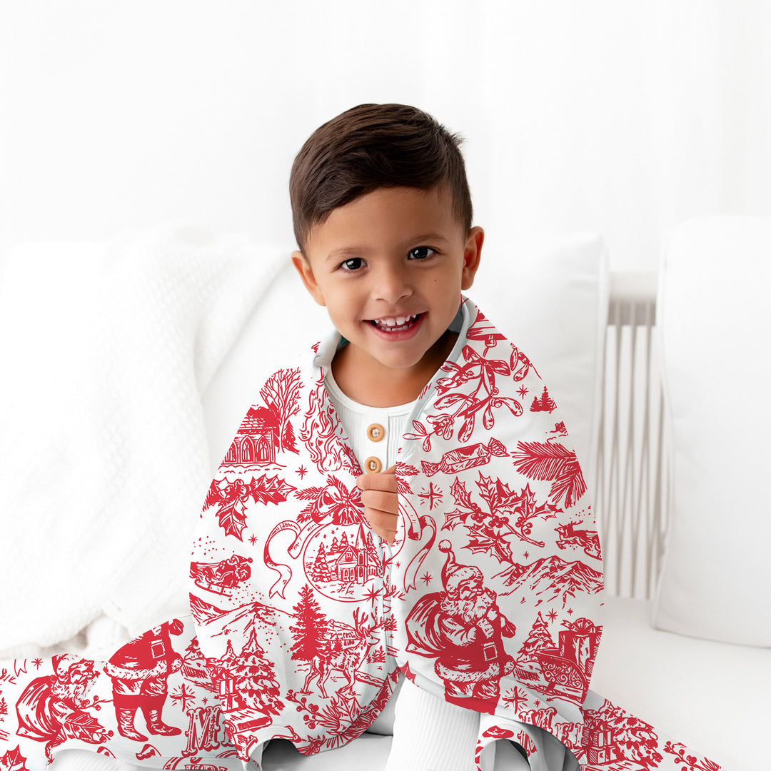 Family Christmas Chinoiserie Pajama Custom Toddler Blanket