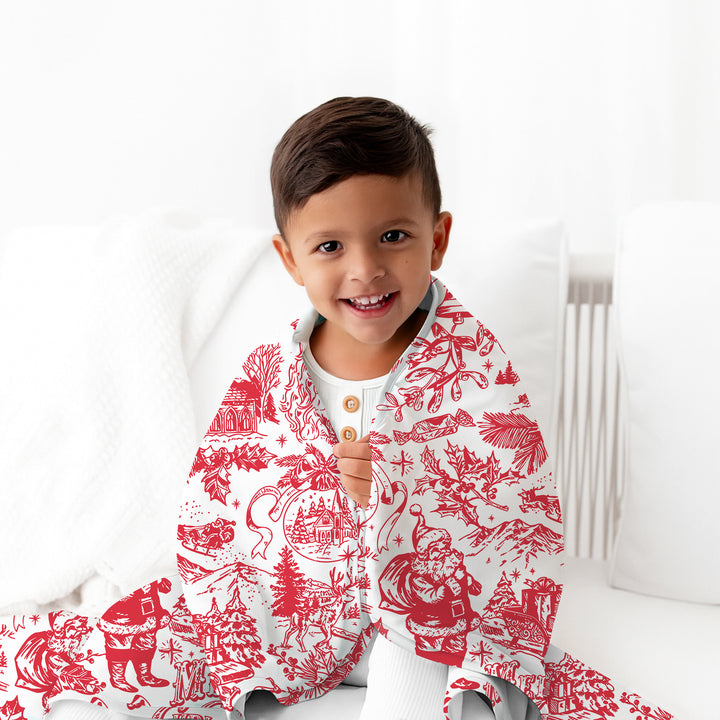 Family Christmas Chinoiserie Pajama Custom Toddler Blanket