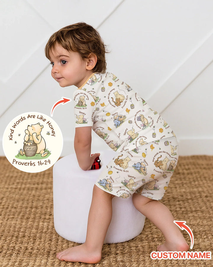 Kind Words Are Like Honey Custom Name Bamboo Two Piece Short Sleeve Shorts Pajama
