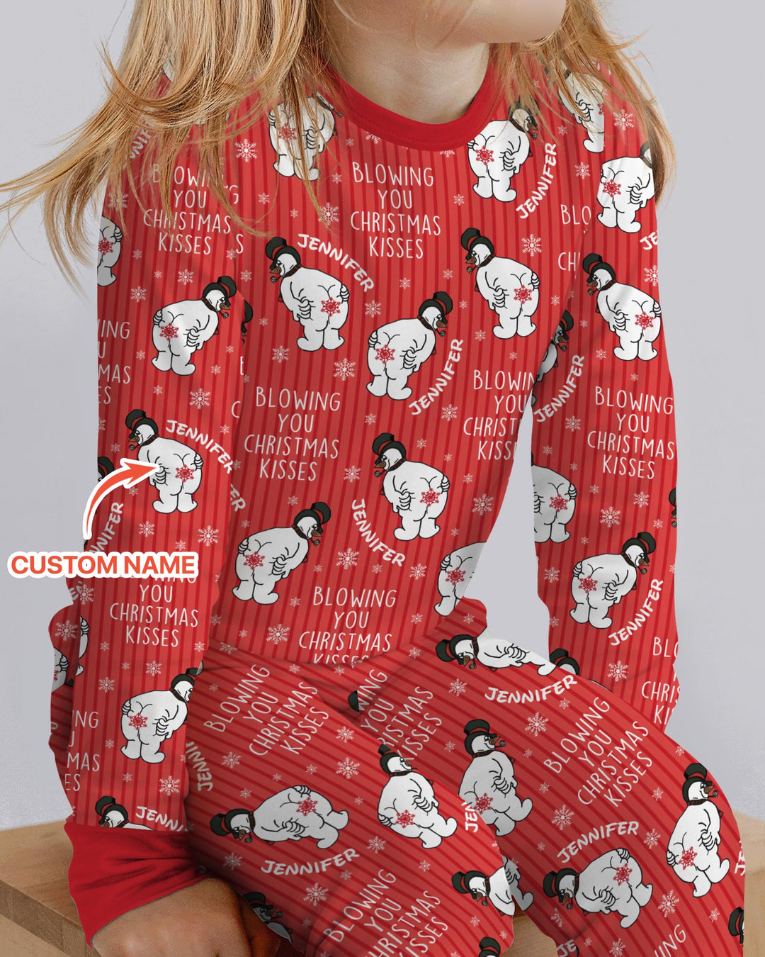 Blowing You Christmas Kisses Bamboo Two Piece Long Sleeve Pajama Set