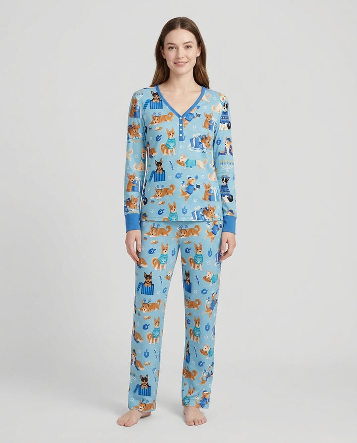 Hannukkah Protected by A Canaan Dog Bamboo Women Pajama Set