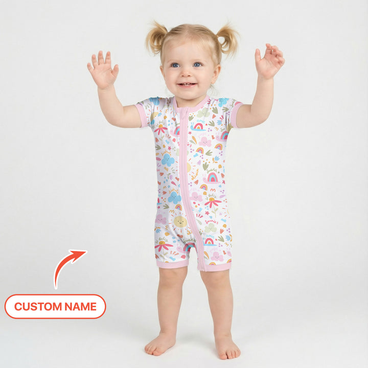 Custom Name Positive Spring Garden Shorty Zippy