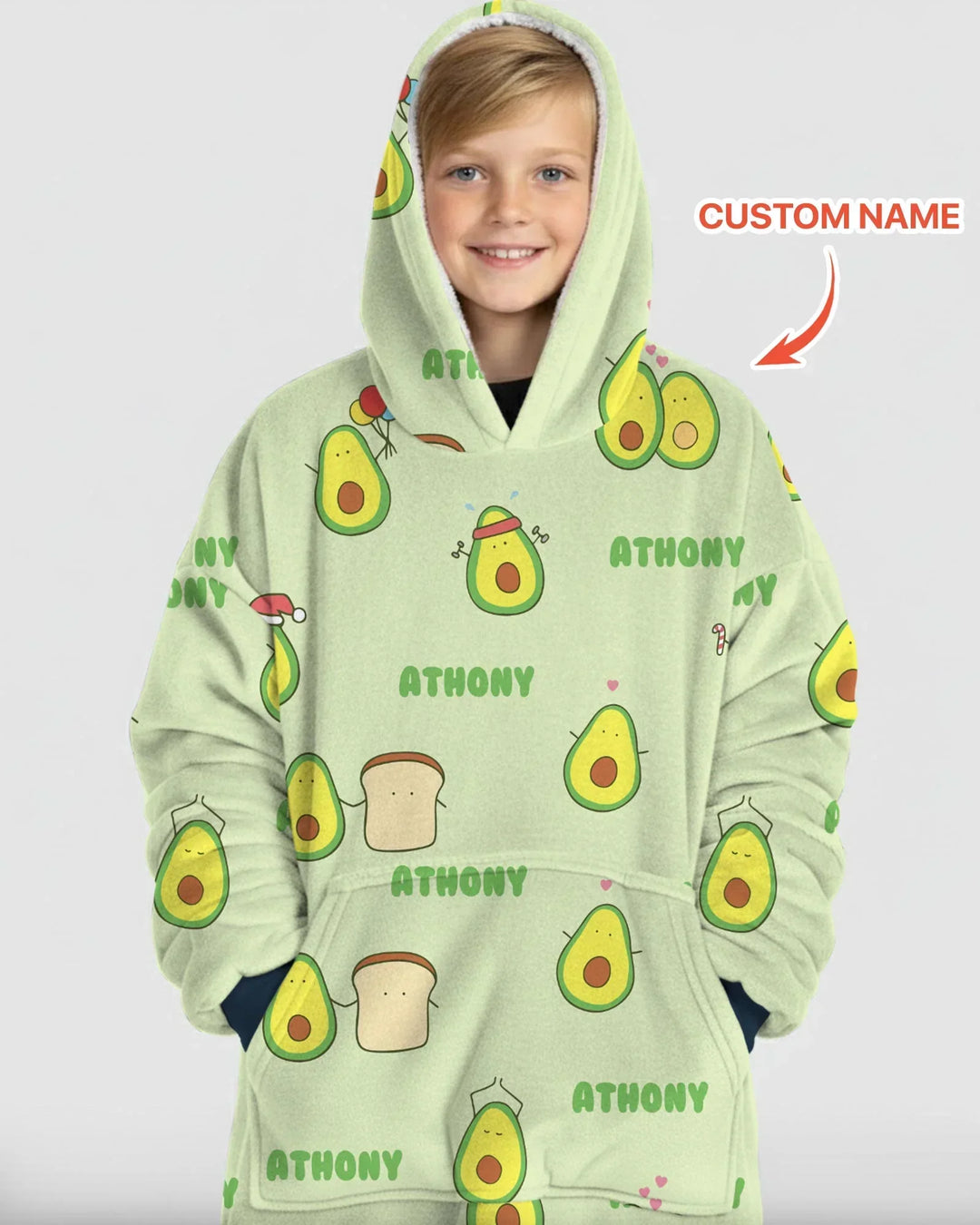 Custom Name Cute Avocado Blanket Hoodie