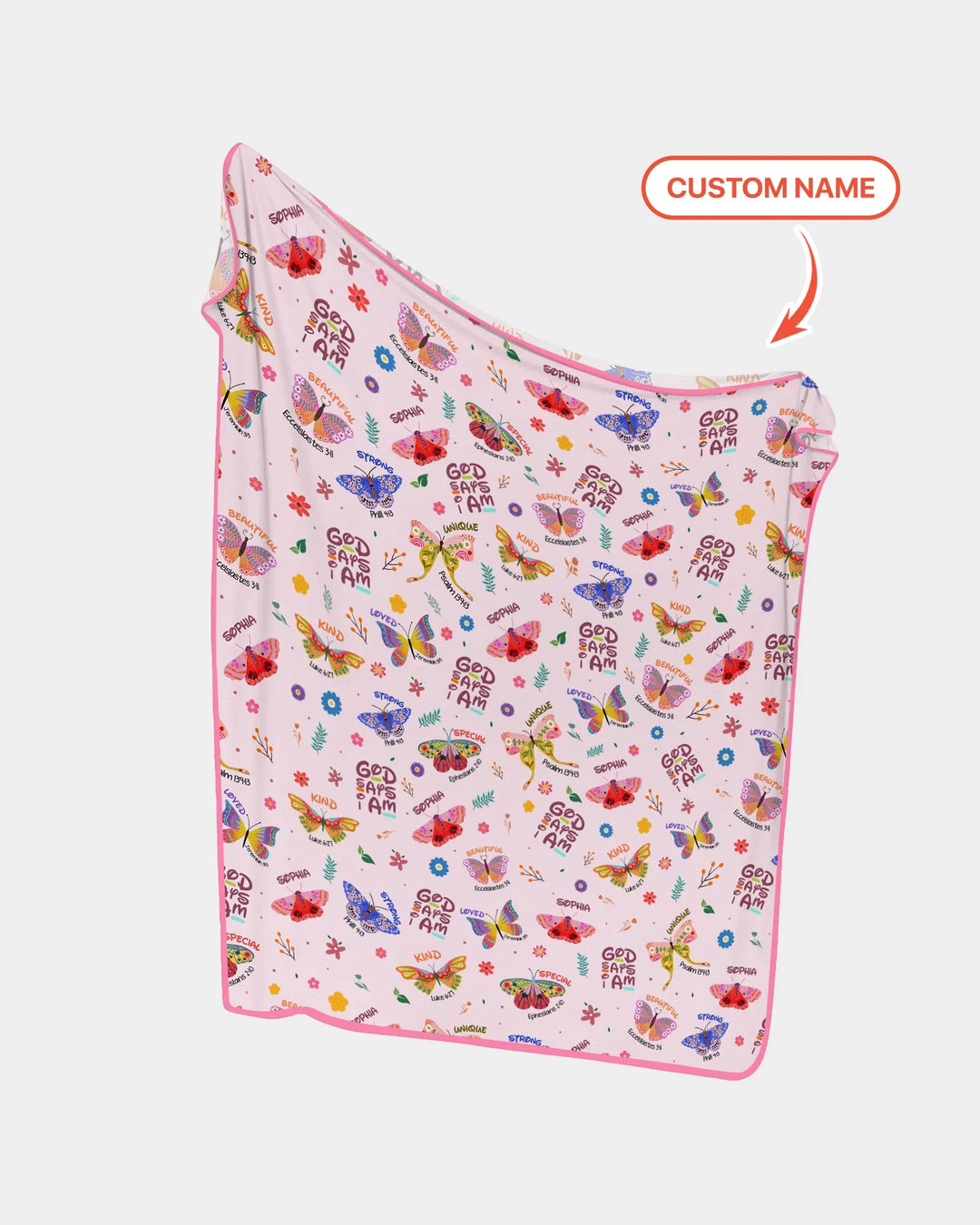 Custom Name God says I am Butterfly Bamboo Blanket