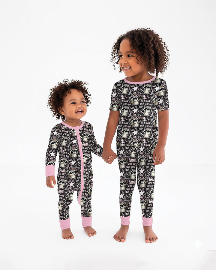 Conjunto de pijama de dos piezas de bambú con mangas cortas Hamsa Heart Guardians para la familia