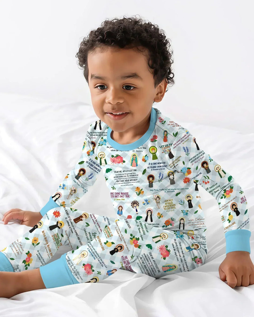 Catholic Saint Quotes Bamboo Two Piece Long Sleeve Pajama Set
