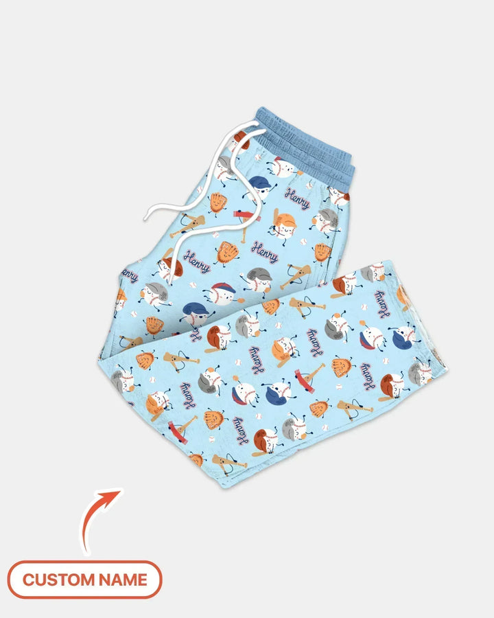 Custom Name Ballparl Family Matching Bamboo Men's Pajama Set