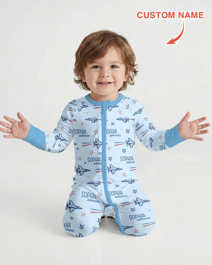 Patriotic American Flag Jet Fighter Bamboo Convertible Zippy