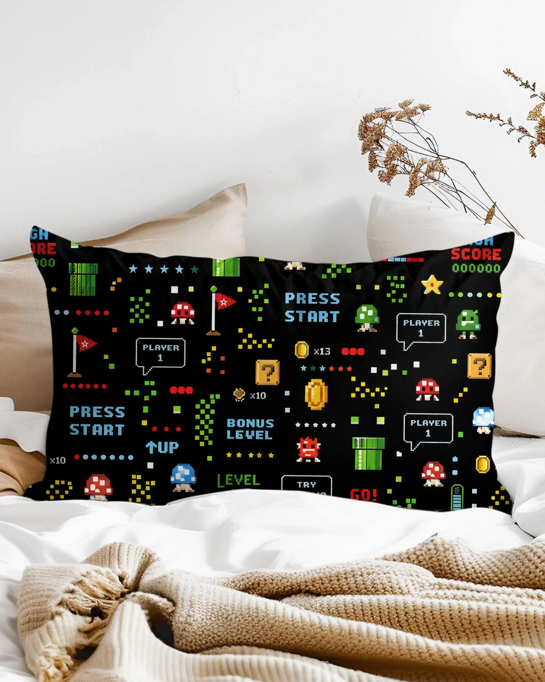 Pixel Game Lover Matching Bamboo Pillow Case