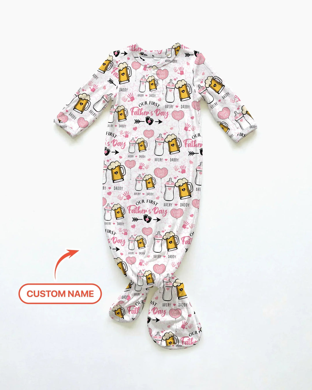 Bata con Nudo de Bambú para el Primer Día del Padre con Nombre Personalizado