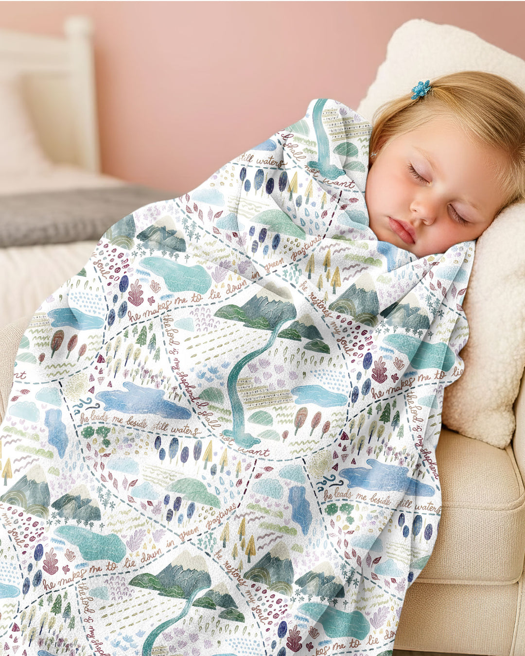 Whimsical Psalms 23 Map Bamboo Blanket
