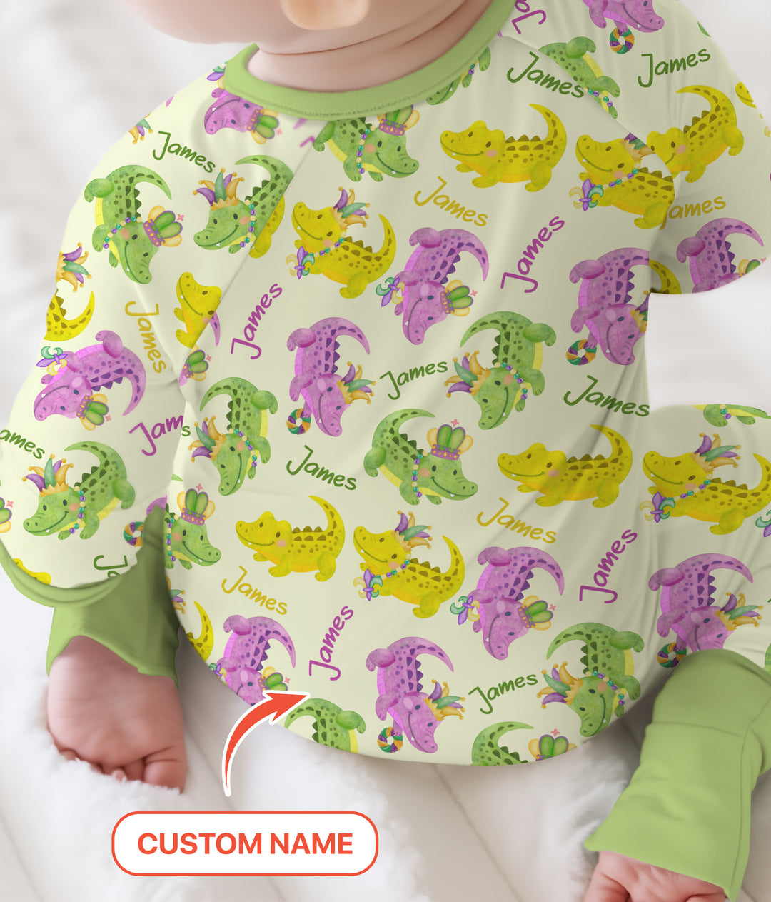 Custom Name Mardi Gras Alligator Convertible Zippy