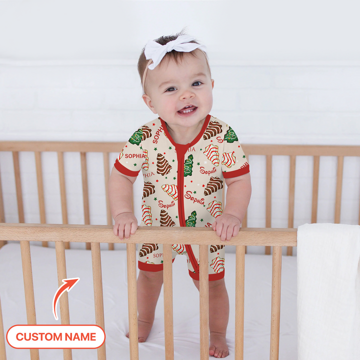 Christmas Tree Cake Custom Name Shorty Zippy