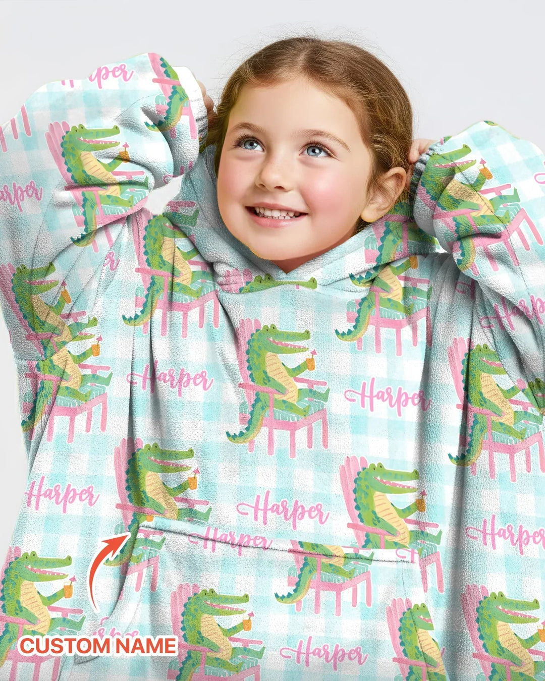 Custom Name Preppy Later Gator Bamboo Blanket Hoodie
