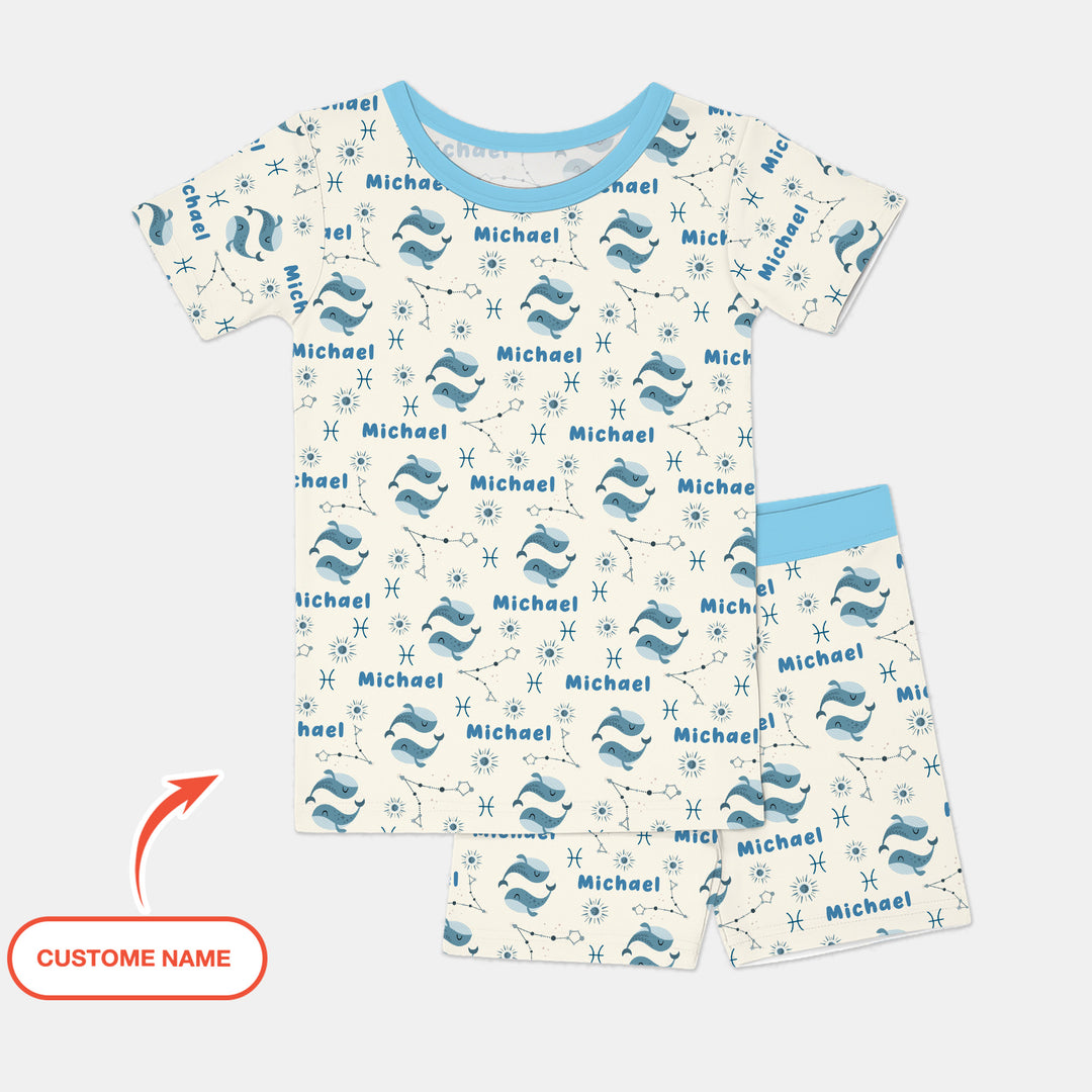 Zweiteiliges Pyjama-Set mit kurzen Ärmeln und Shorts im Sommer-Design