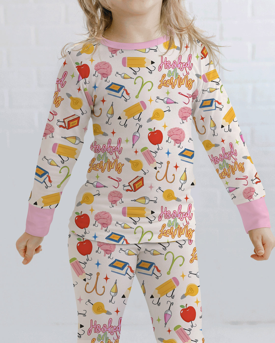 Hooked on Learning Bamboo Two Piece Long Sleeve Pajama Set