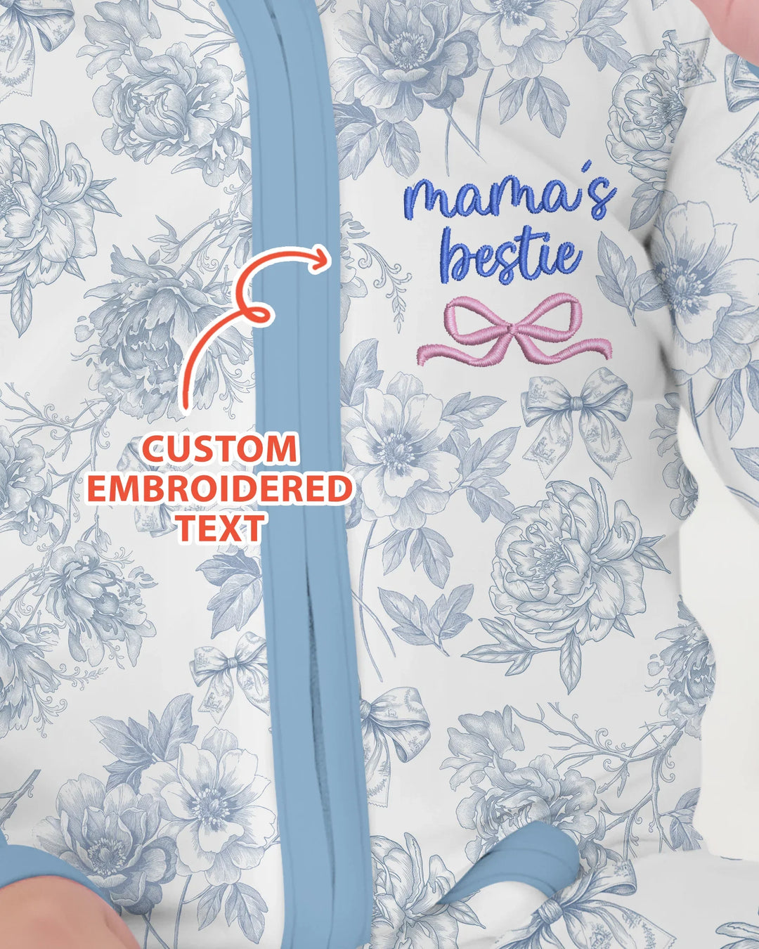Custom Embroidered Mommy and Me Toile Matching Bamboo Convertible Zippy