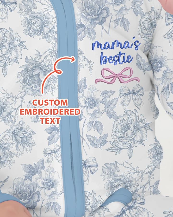 Custom Embroidered Mommy and Me Toile Matching Bamboo Convertible Zippy