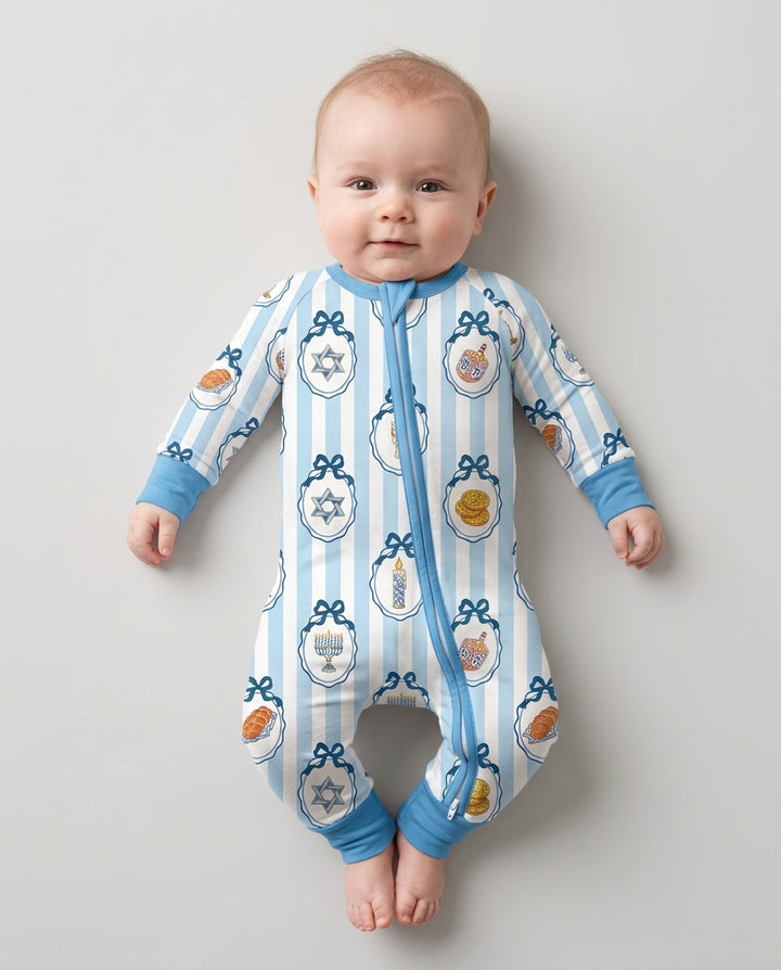 Blue White Jewish Holiday Bamboo Convertible Zippy