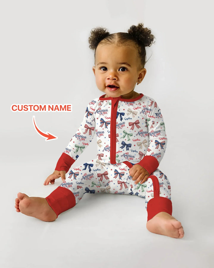 Custom Name All American Girl Bamboo Convertible Zippy