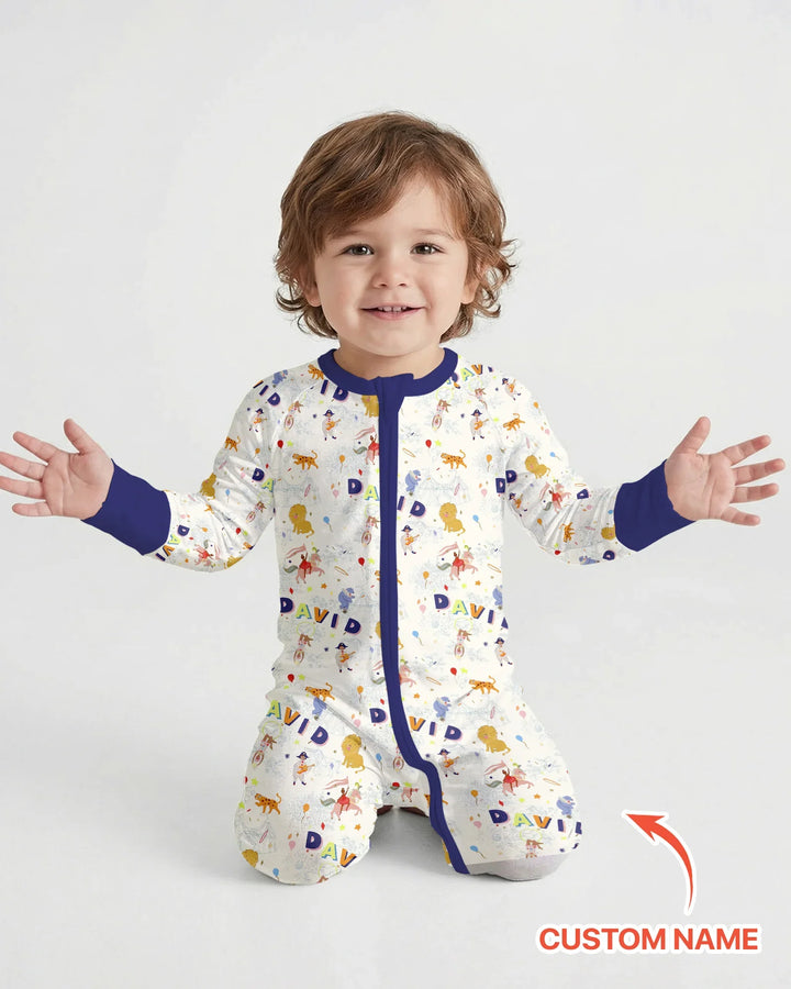 Custom Name Circus Toile Bamboo Convertible Zippy