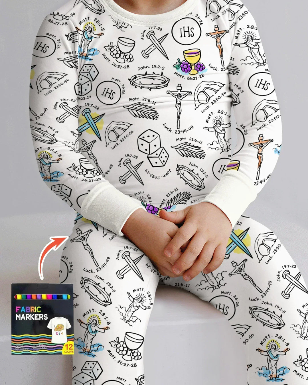 Easter Story Colorable Two Piece Long Sleeve Pajama Set
