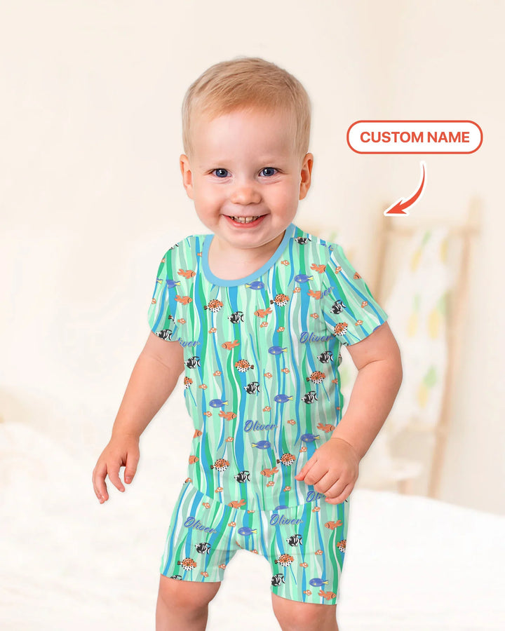 Zweiteiliges Pyjama-Set mit kurzen Ärmeln und Shorts im Sommer-Design