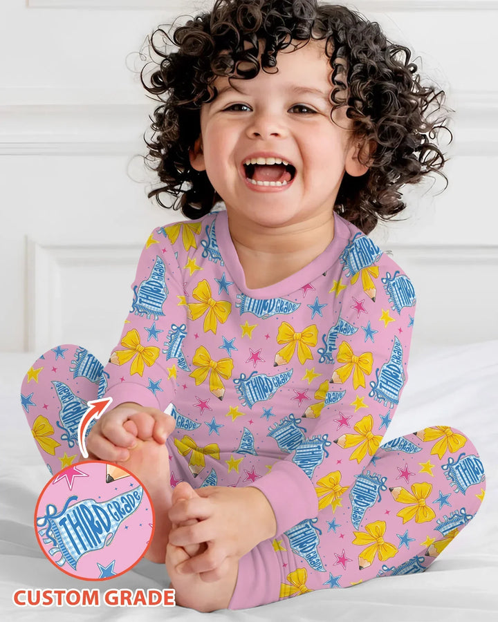 Conjunto de pijama de dos piezas de bambú con mangas largas, plantilla PERSONALIZADA