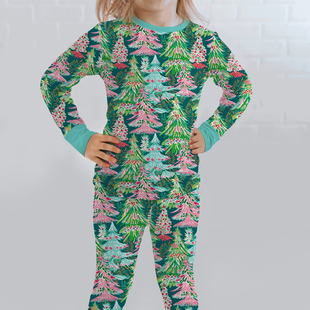 Zweiteiliges Langarm-Pyjama-Set mit Sommerfrüchten