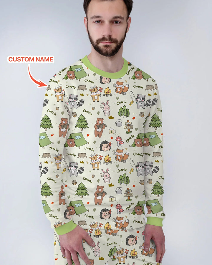 Custom Name Little Camp Buddies Bamboo Men's Pajama Set