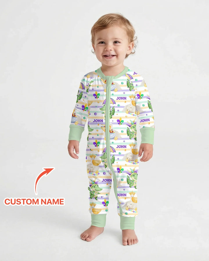 Pijama Convertible de Bambú a Juego para Familia "Aventura de Mardi Gras Feliz"