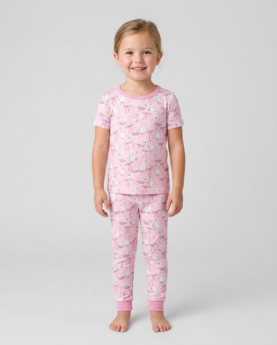Conjunto de pijama de dos piezas de manga corta de bambú