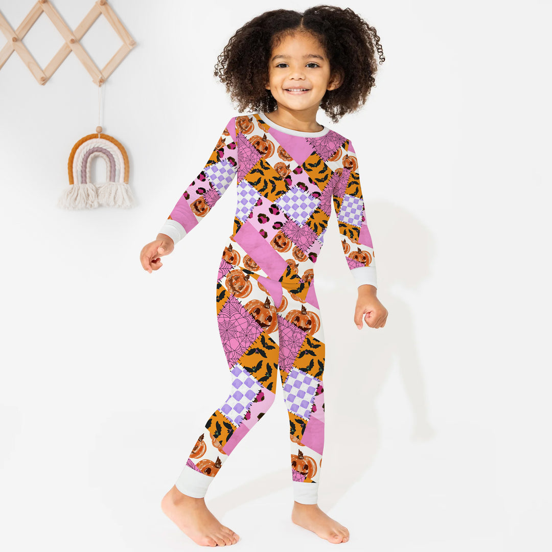 Halloween Patchwork Two Piece Long Sleeve Pajama Set