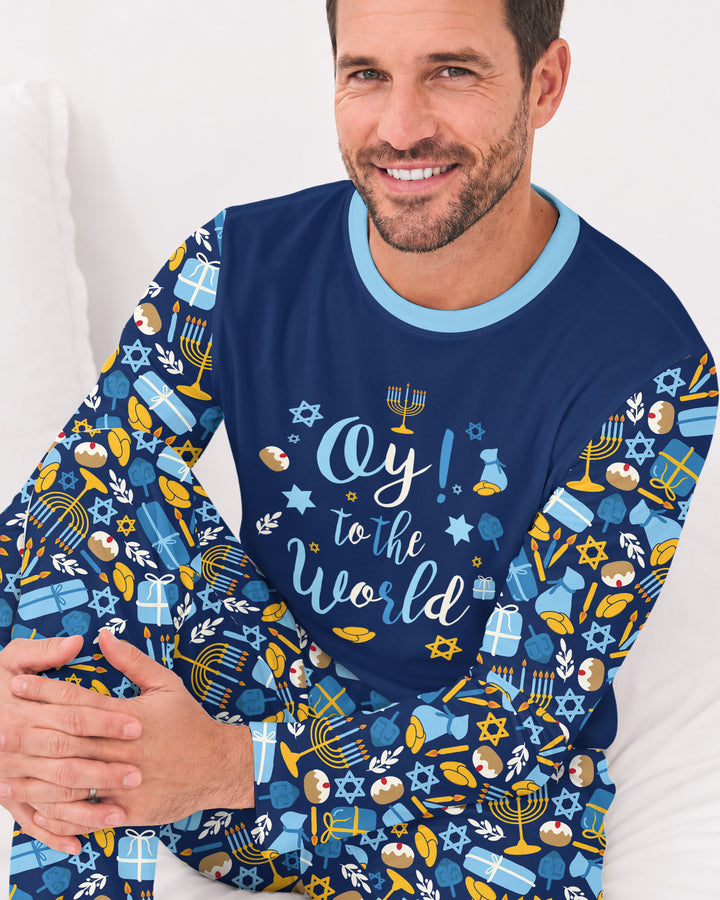 Oy to the World Hanukkah Bamboo Men's Pajama Set