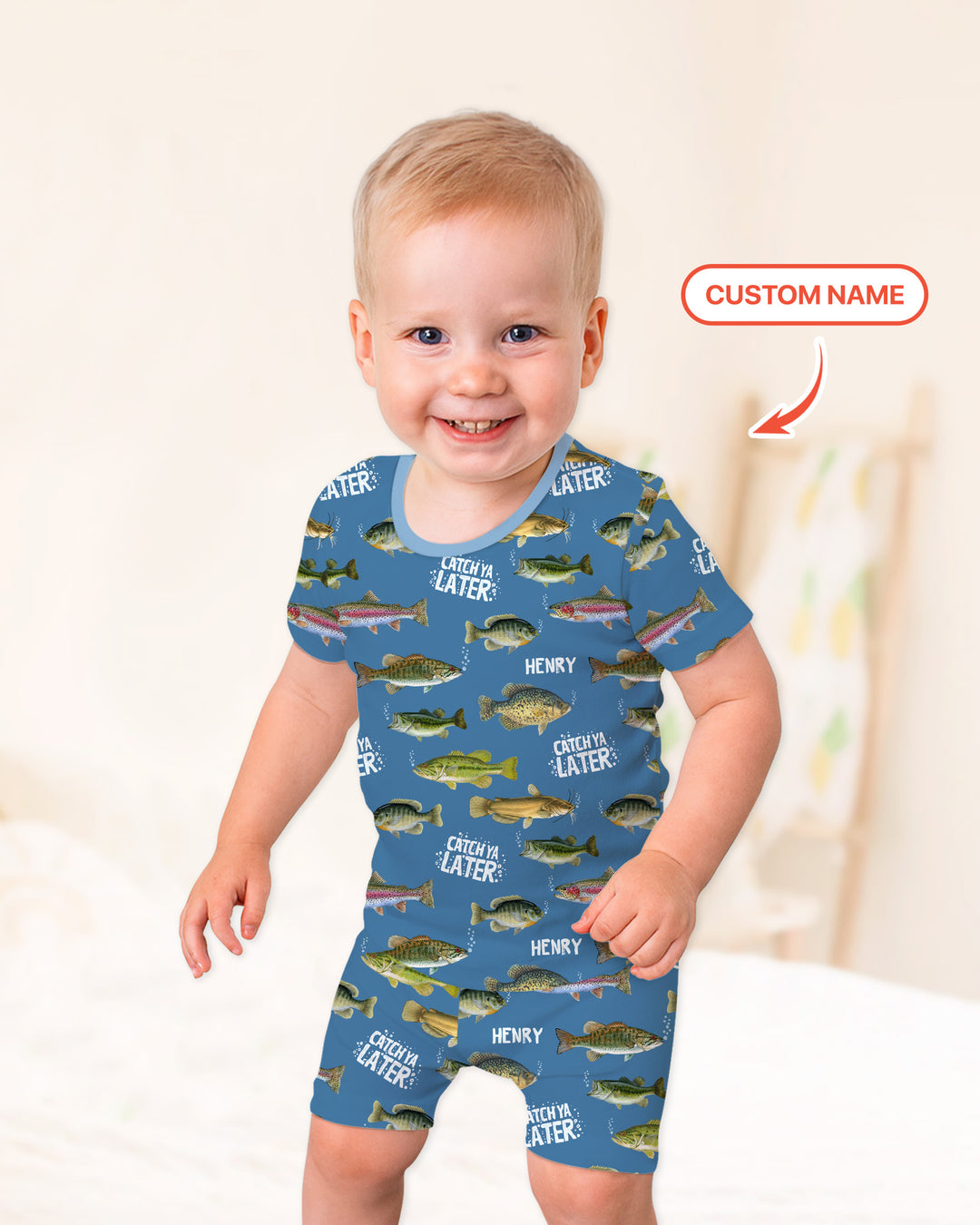Catch Ya Later Matching Daddy & Me Two Piece Short Sleeve Shorts Pajama Set