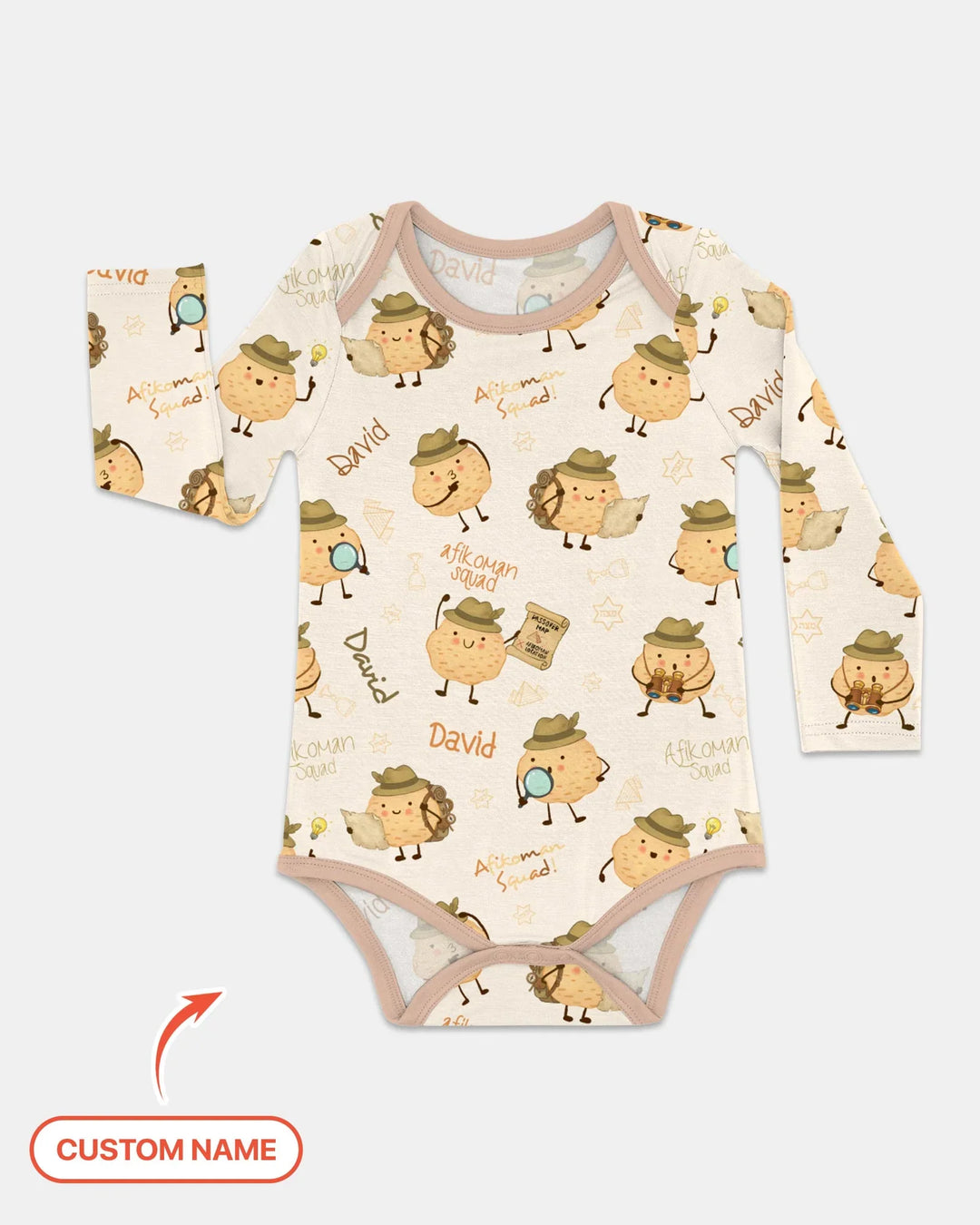 Body de bambú con nombre personalizado para Pésaj Afikoman