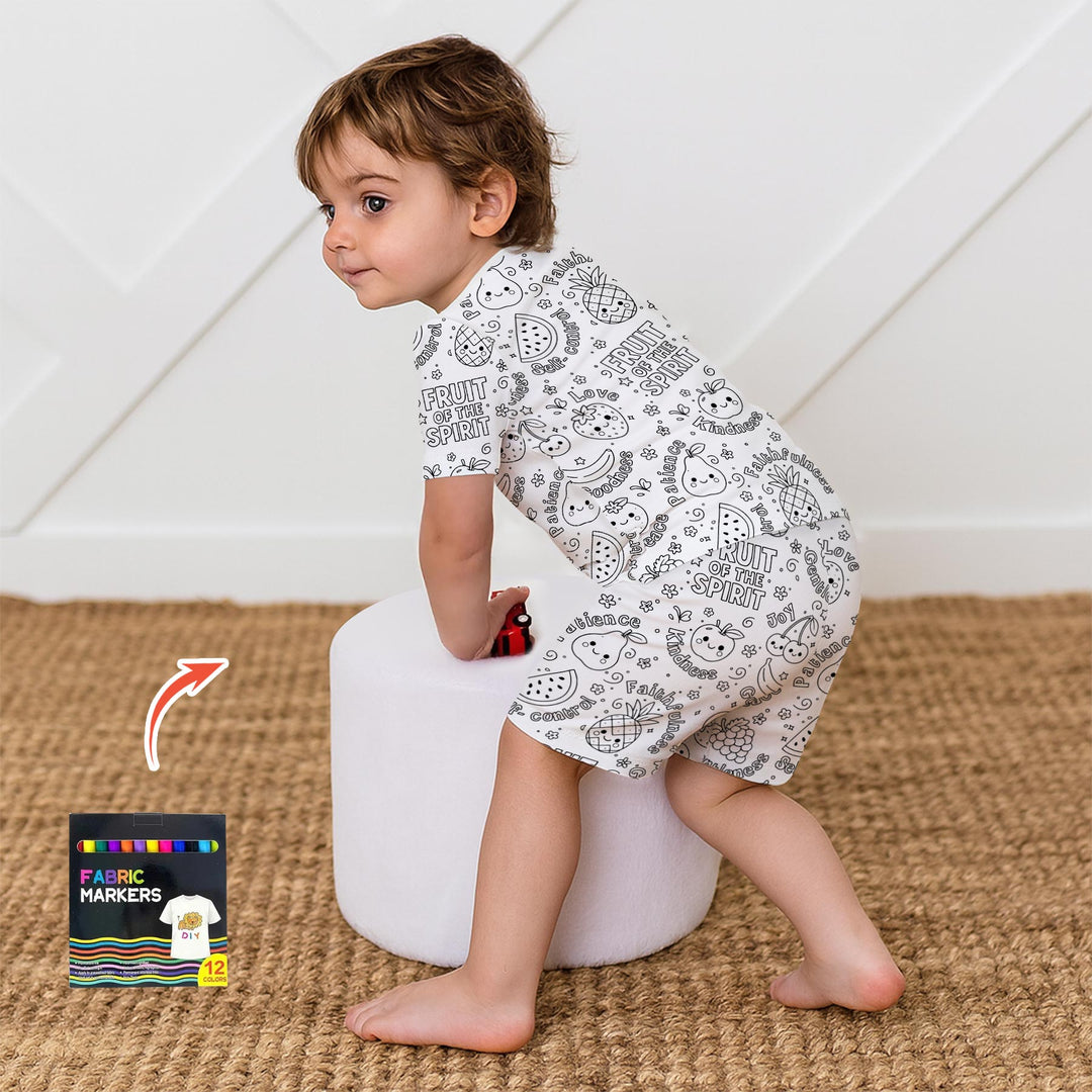 All Colorable Fruit of the Spirit Two Piece Short Sleeve Shorts Pajama Set