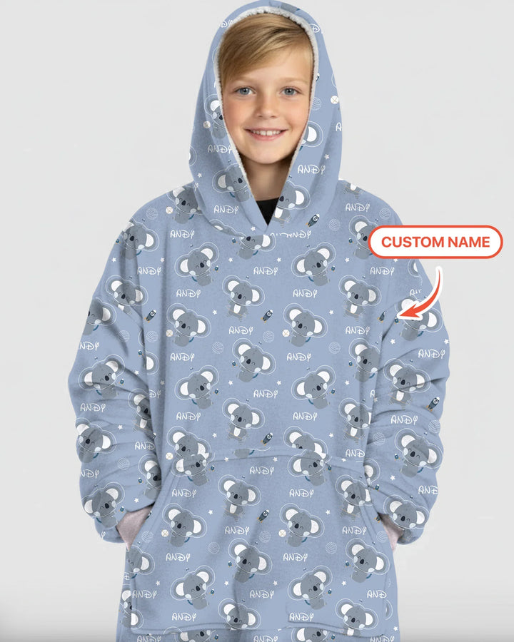 Custom Name Cosmic Koala Blanket Hoodie