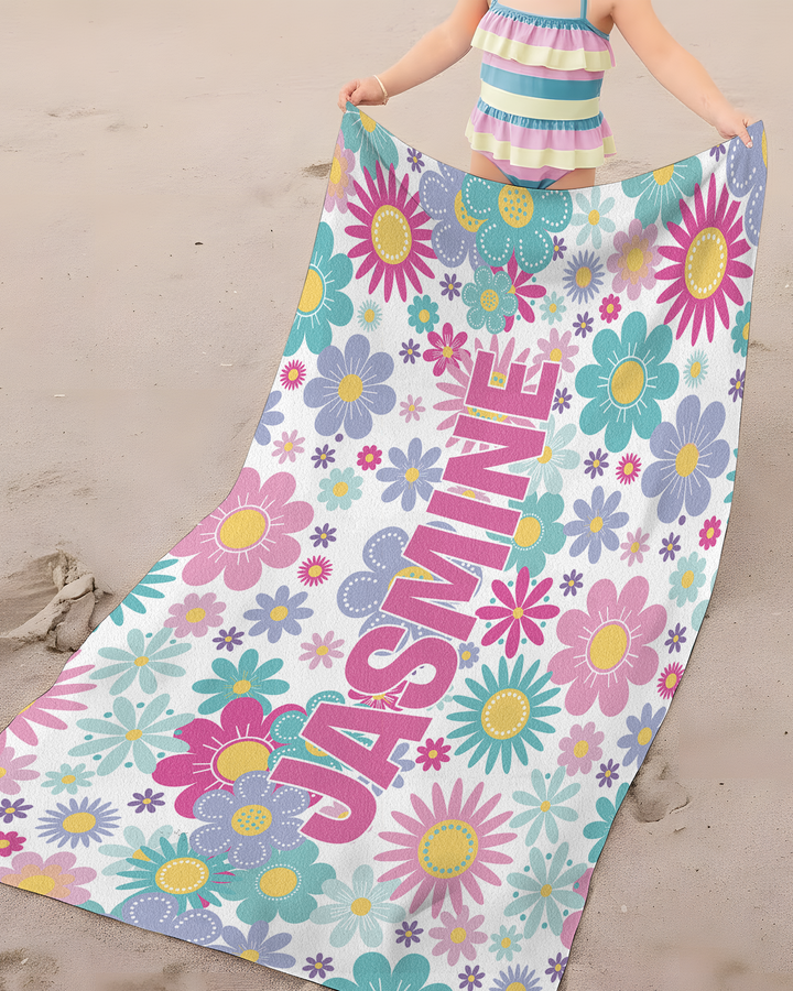 Custom Name Pretty Pattern Bamboo Beach Towel