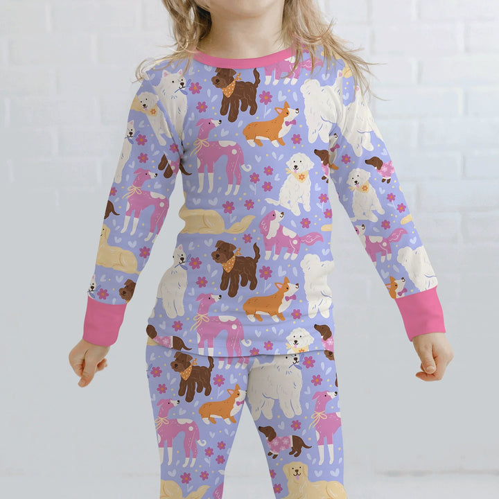 Floral Pawty Bamboo Two Piece Long Sleeve Pajama Set