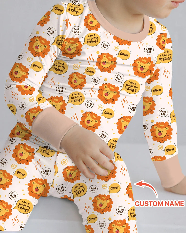 I Am A Son Of The King Custom Name Two Piece Long Sleeve Pajama Set