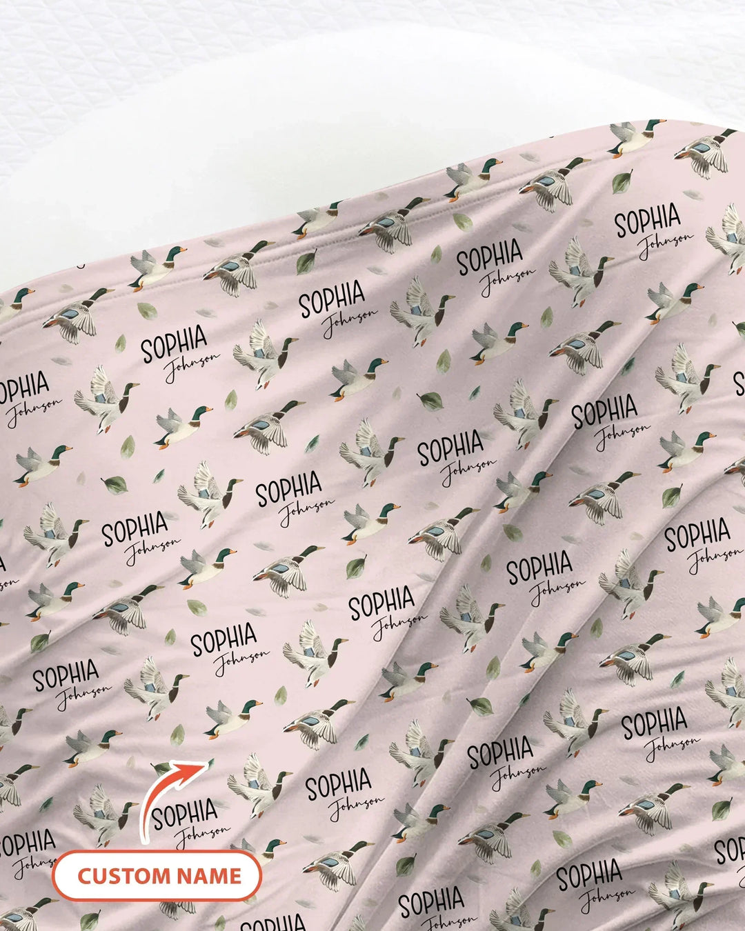 Custom Name Mallard Duck swaddle blanket