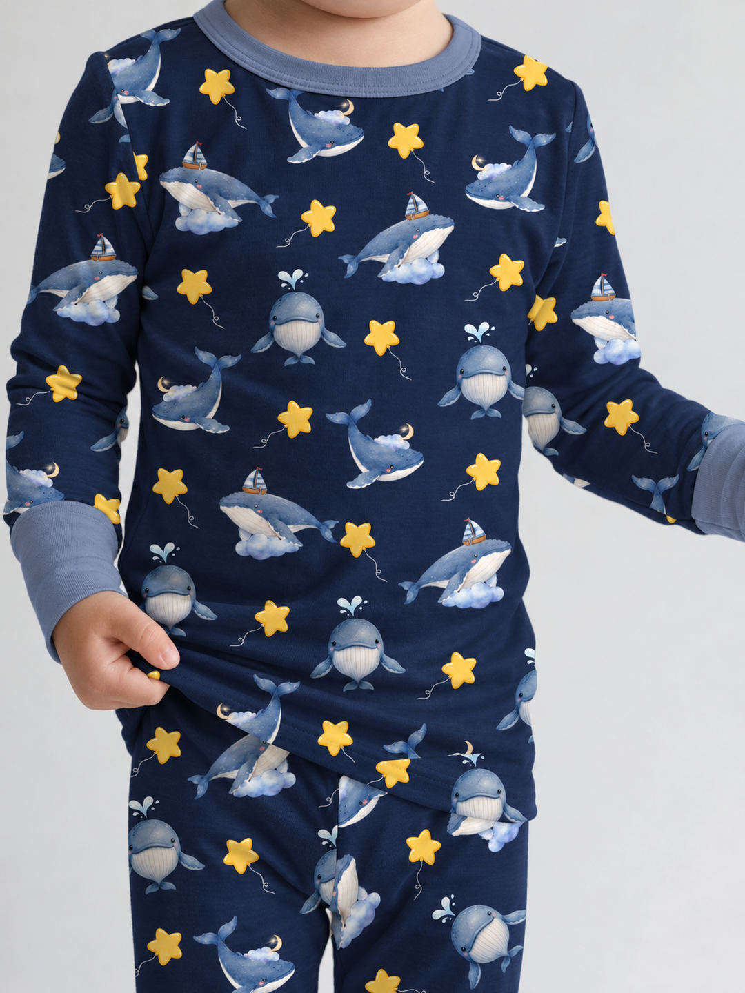 Whale Among The Stars Bamboo Two Piece Long Sleeve Pajama Set