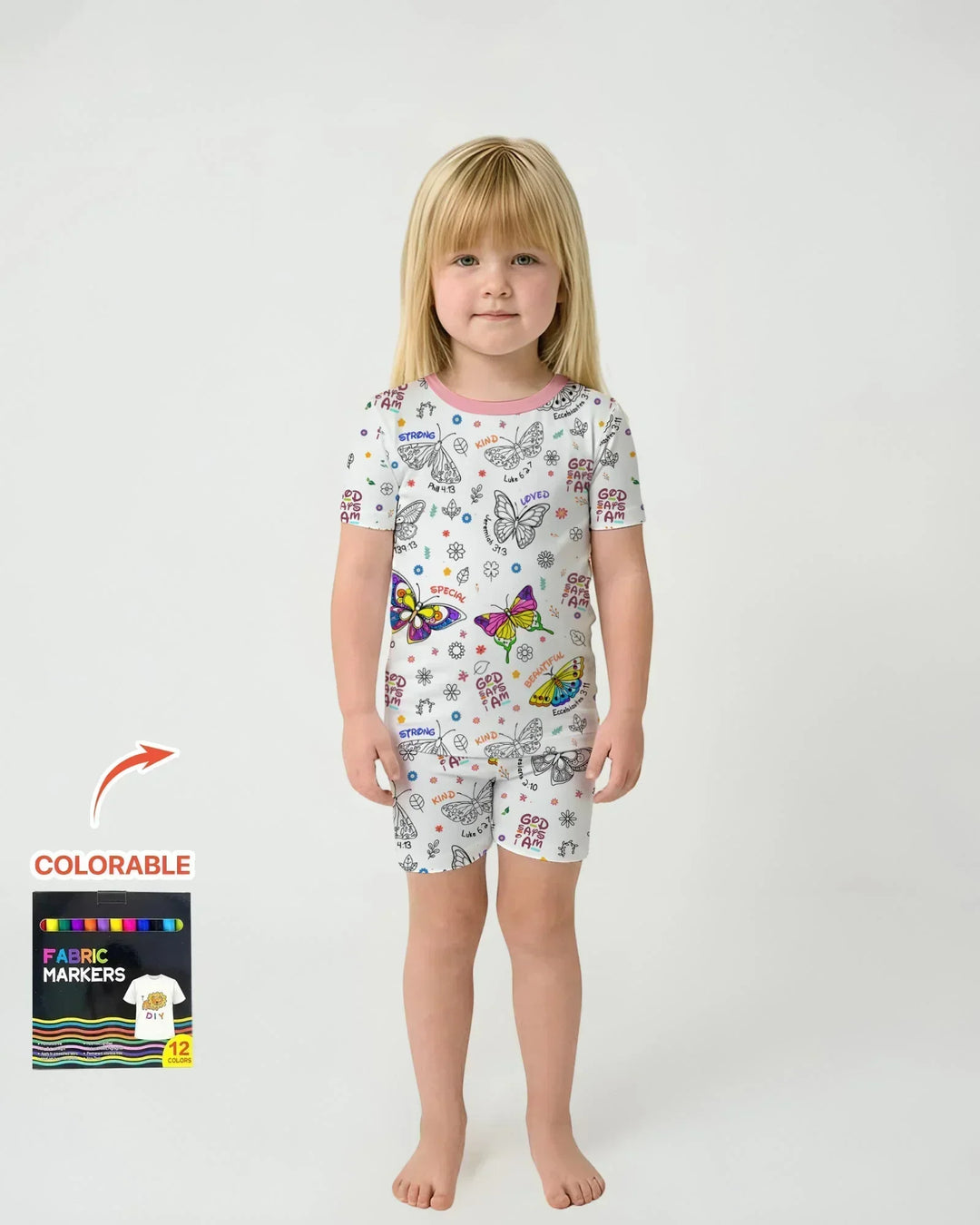 Template Zweiteiliges Pyjama-Set mit kurzen Ärmeln und Shorts