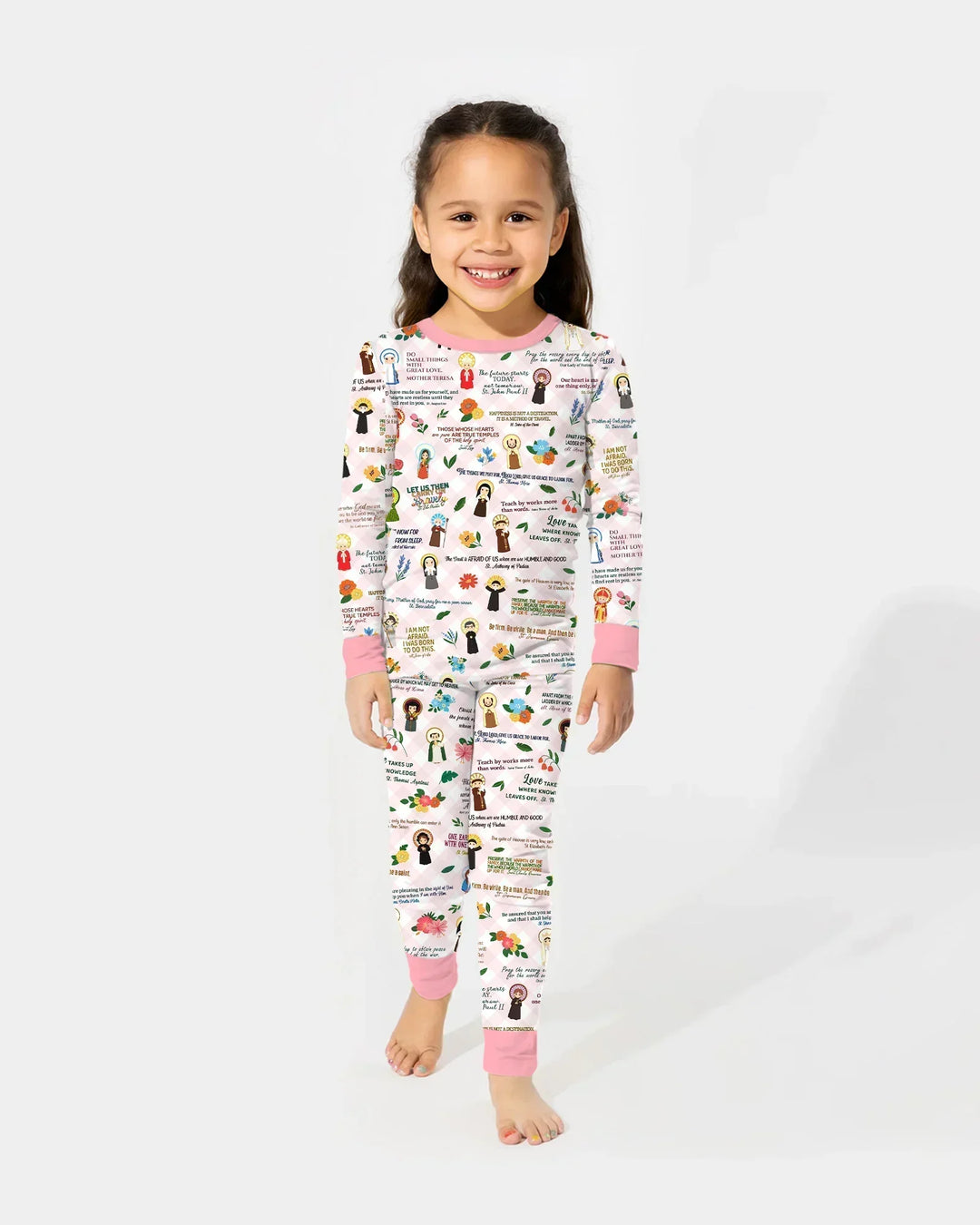 Catholic Saint Quotes Bamboo Two Piece Long Sleeve Pajama Set