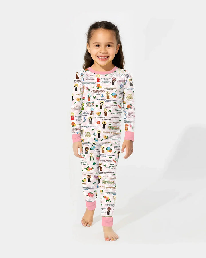 Catholic Saint Quotes Bamboo Two Piece Long Sleeve Pajama Set