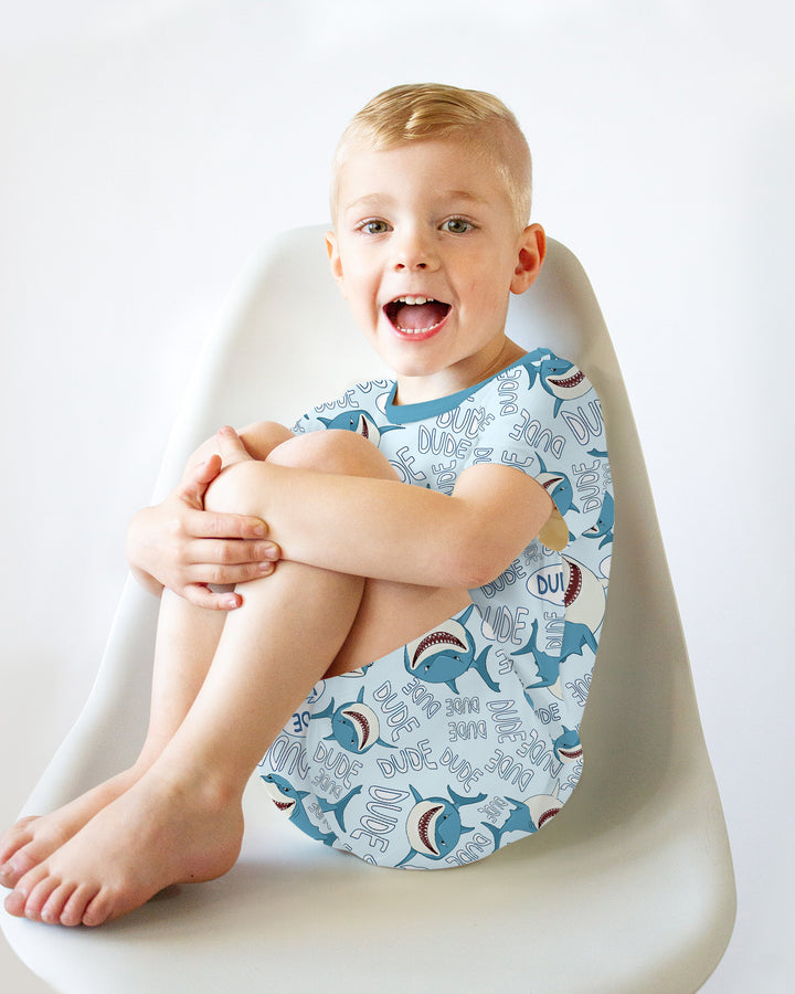 Dude Shark Bamboo Two Piece Short Sleeve Shorts Pajama Set