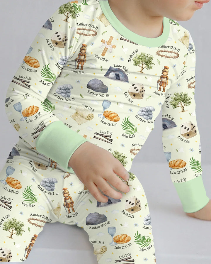 Zweiteiliges Langarm-Pyjama-Set mit Sommerfrüchten