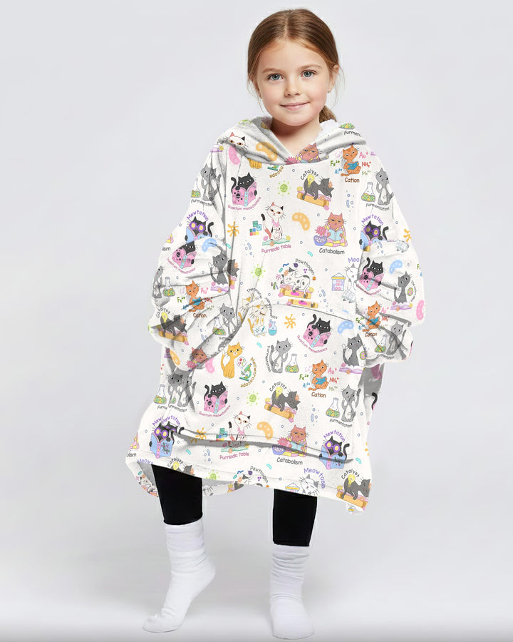 Funny Cat Love Scientist Bamboo Blanket Hoodie